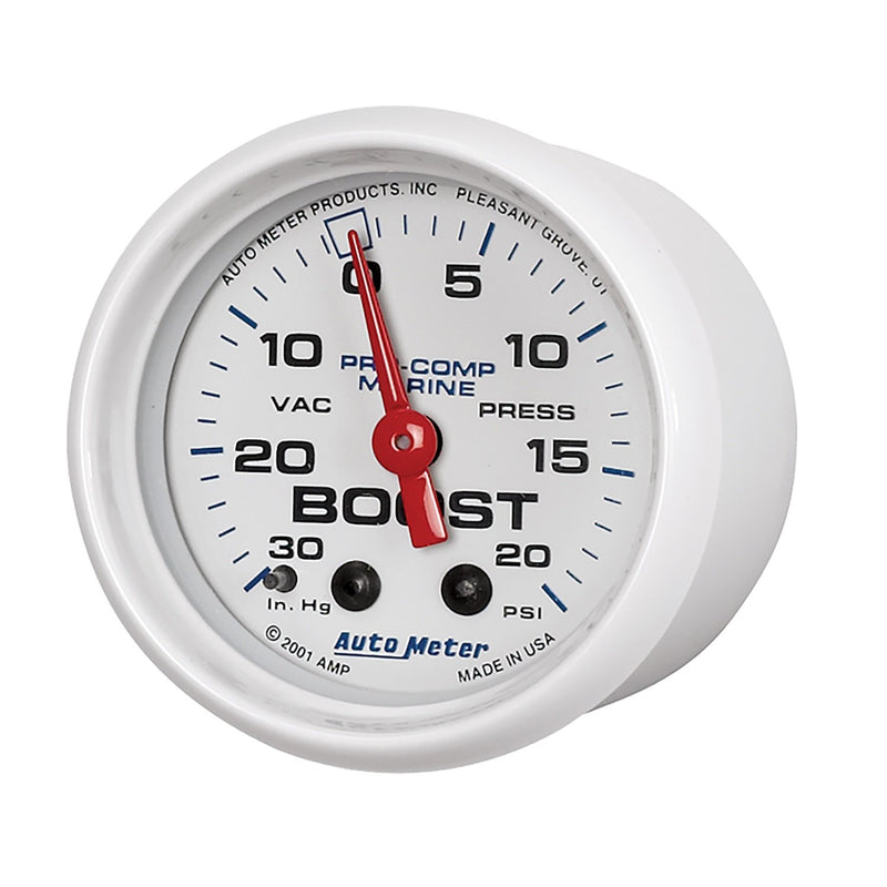  [AUSTRALIA] - AutoMeter Auto Meter 200774 Gauge, Vac/Boost, 2 1/16", 30Inhg-20Psi, Mechanical, Marine White