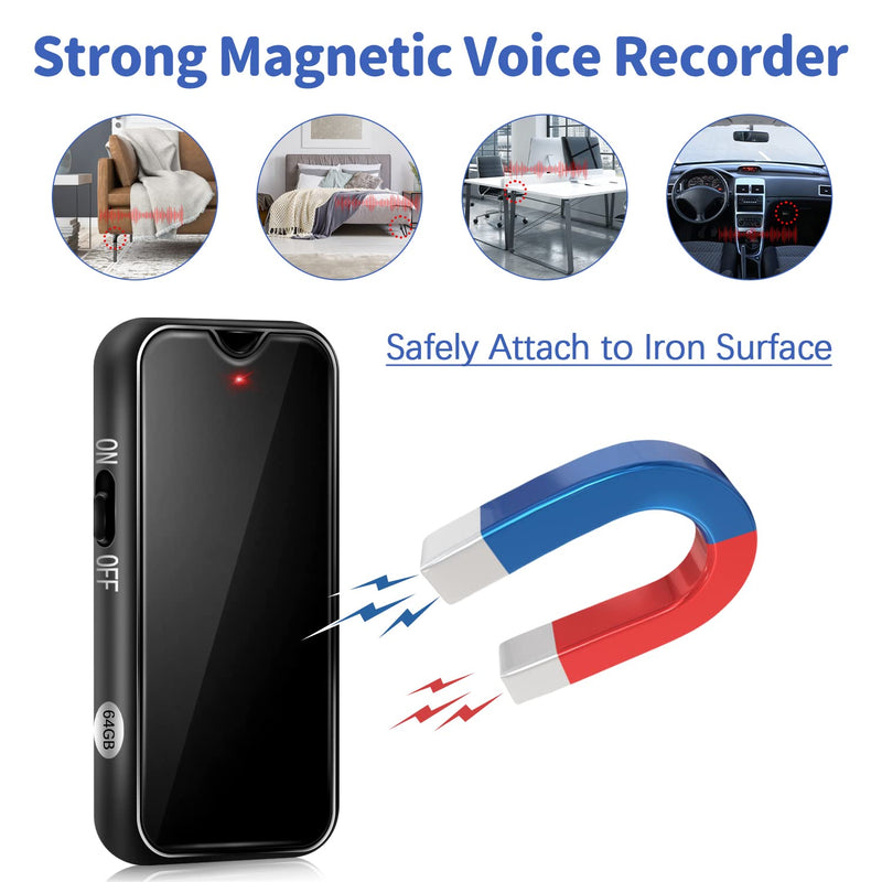  [AUSTRALIA] - 64GB Voice Recorder, Durable Audio Recorder for Lectures Class Interviews Meetings, Voice Recording Device with Android OTG, Compatible with Windows iOS Smart Phone
