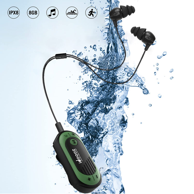  [AUSTRALIA] - Waterproof MP3 Player, idoooz IPX8 Swimming Music Player with Clip, Underwater Music Player with Headphones for Swimming, Running Jogging (Includes Underwater Headphones)