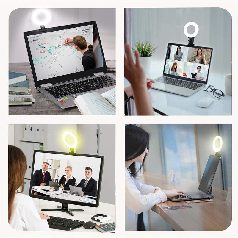  [AUSTRALIA] - Video Conference Lighting Kit 3200k-6500K Dimmable Led Ring Lights Clip on Laptop Monitor for Remote Working/Zoom Calls/Self Broadcasting/Live Streaming/YouTube Video/TikTok (Black) black