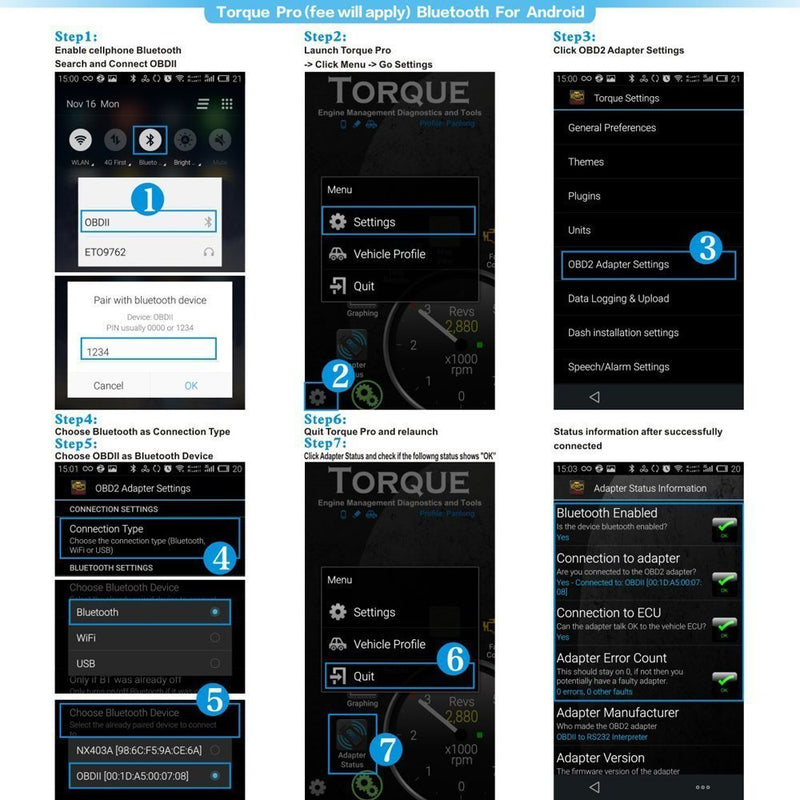 Mestart OBDII OBD2 Bluetooth Car Diagnostic Scan Tool Auto OBD Scanner for Android Devices - LeoForward Australia