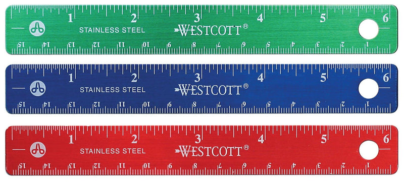  [AUSTRALIA] - Westcott Stainless Steel Office Ruler with Non Slip Cork Base, 6-Inch (10414) 6 Inches