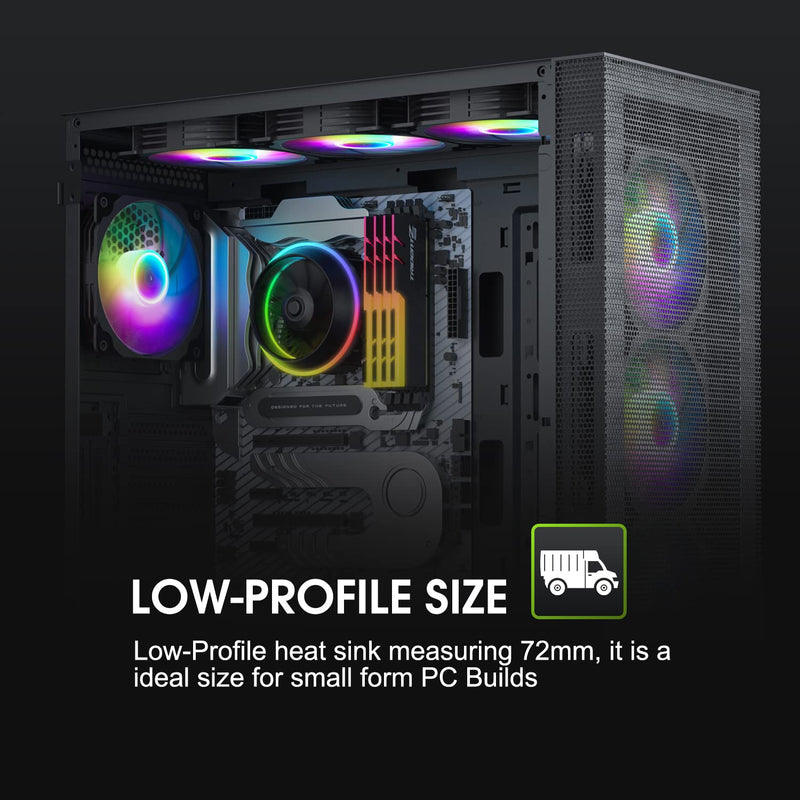  [AUSTRALIA] - Vetroo Eclipse Low-Profile ARGB CPU Cooler, 90mm 4-Pin PWM Fan, Premium Aluminum Fins, 95W TDP Air Cooler for Intel LGA 1700 Only