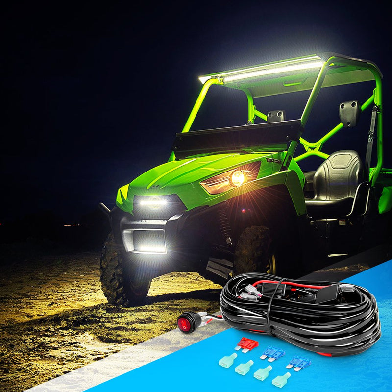  [AUSTRALIA] - Nilight - NI -WA 06 LED Light Bar Wiring Harness Kit - 2 Leads 12V On Off Switch Power Relay Blade Fuse for Off Road Lights LED Work Light, 2 Years Warranty 16AWG Wiring Harness Kit - 2 Leads