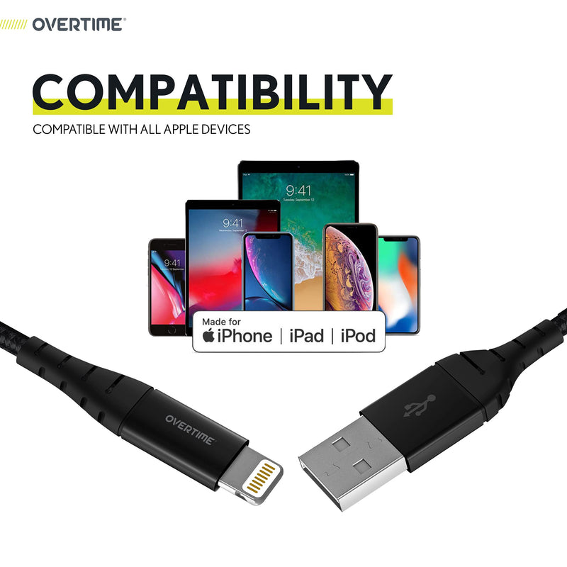 iPhone Charger 6ft (1 Pack), Apple MFi Certified Lightning Cable, Braided Nylon High-Speed Cable for iPhone 11/11 Pro/11 Pro Max/X/XS/XR/XS Max/8/7/6/5S/SE, AirPods/Pro, iPad Mini/Air and More - Black 1 Pack Black - 6ft - LeoForward Australia