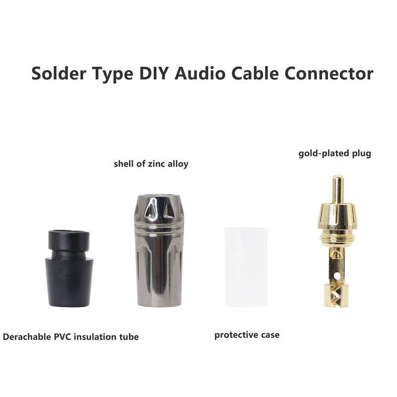 RCA Plug Solder Audio Video Cable Connectors,Gelrhonr Gold-Plated RCA Audio Connectors for Repair Speaker Cables-2pcs - LeoForward Australia