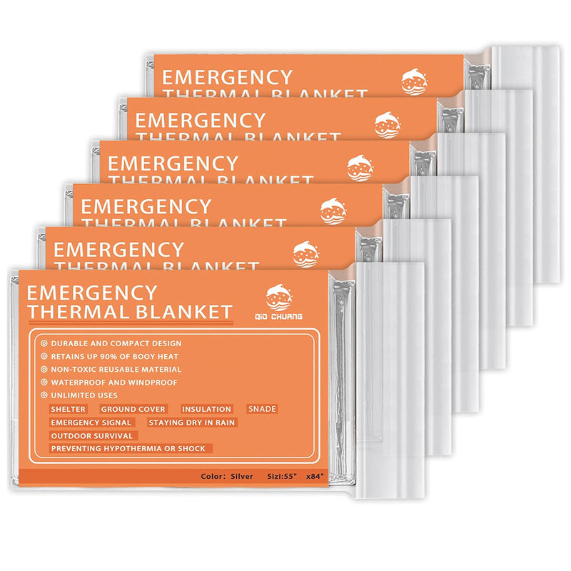  [AUSTRALIA] - Emergency Mylar Thermal Blankets -Space Blanket Survival kit Camping Blanket (Pack of 6). Perfect for Outdoors, Hiking, Survival, Bug Out Bag ，Marathons or First Aid