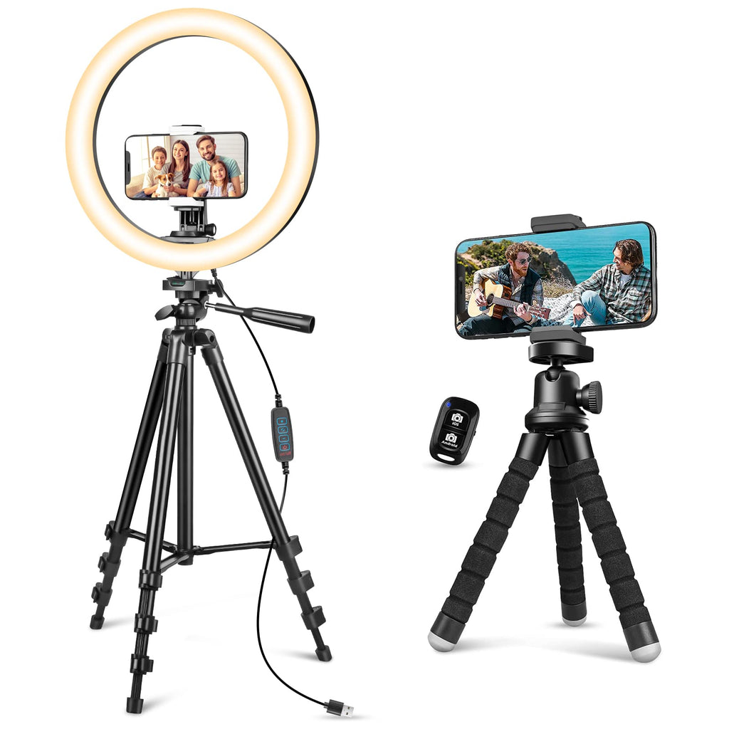  [AUSTRALIA] - Aureday 12" Ring Light with Stand and Phone Holder for Selfie/Live Streaming/Makeup/Video Recording, Mini Flexible Tripod for Travel/Selfie/Video Record