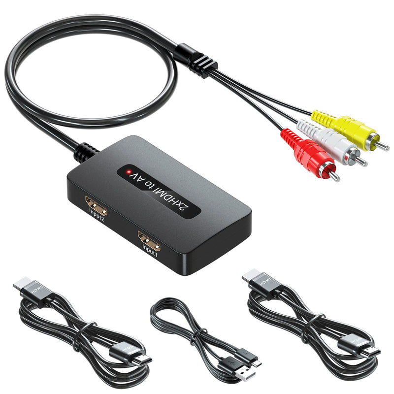  [AUSTRALIA] - 2 x HDMI to RCA Converter, Dual Port HDMI to AV for HDMI Devices to Display on Old TVs, Two HDMI in to Composite CVBS Converter