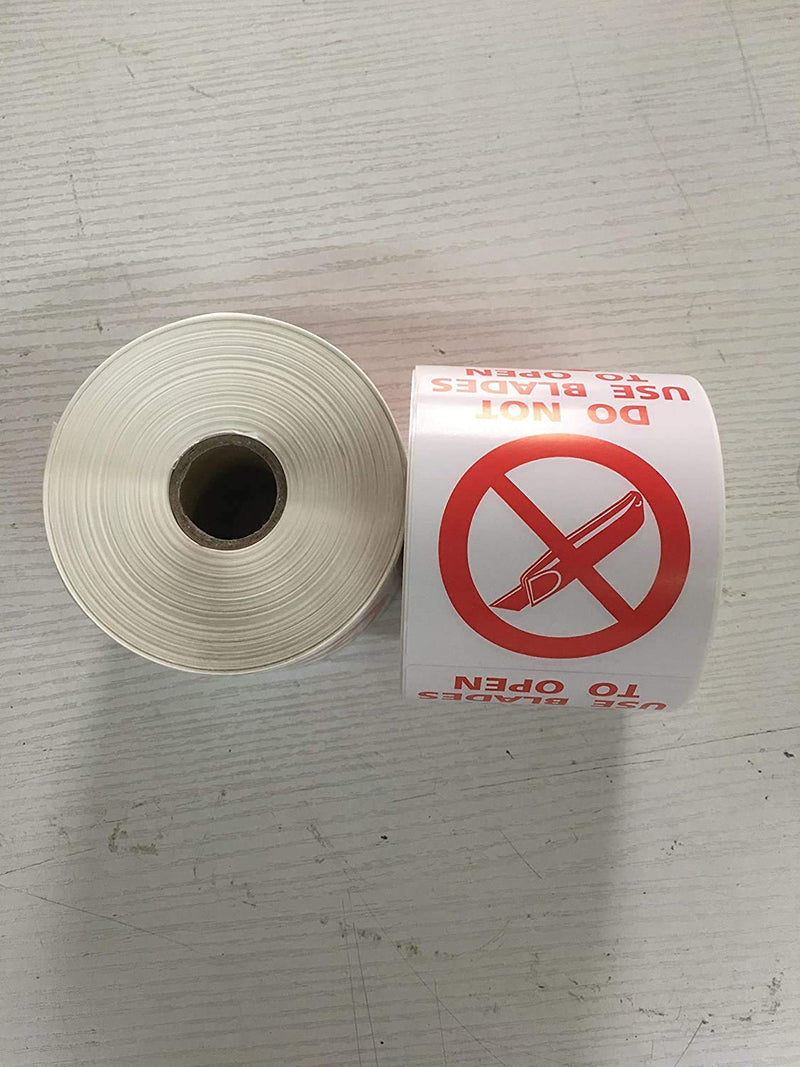BESTeck 1 Roll 500 Labels 3" x 4" Do Not Use Blades to Open Warning Stickers - LeoForward Australia