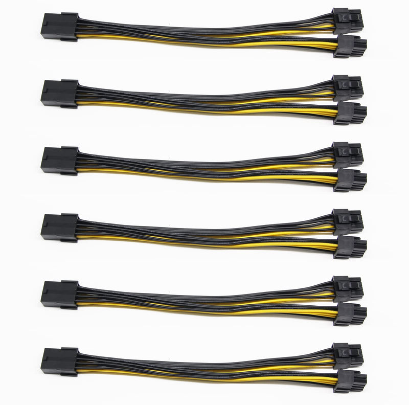  [AUSTRALIA] - XIWU PCI-e Splitter 8 Pin Female to Dual 8 Pin (6+2) Male PCI Express Adapter Splitter Power Cable GPU VGA Mining Video Card Extension Cable 12.5 inch (6 Pack)