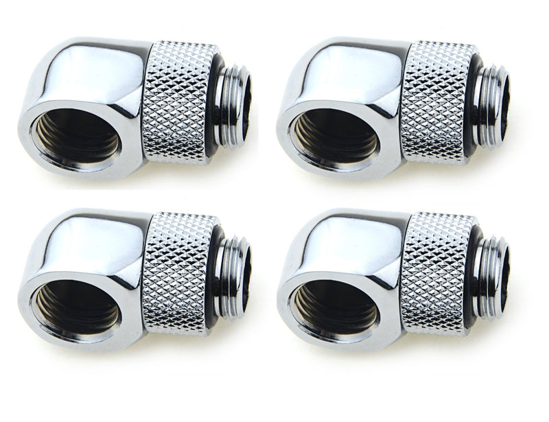  [AUSTRALIA] - BXQINLENX Nickel-Plated Brass Silver Chrome G 1/4" Male to Female 90° Rotary Enhance Multi-Link Adapter Fitting for Computer Water Cooling System(4 PCS)