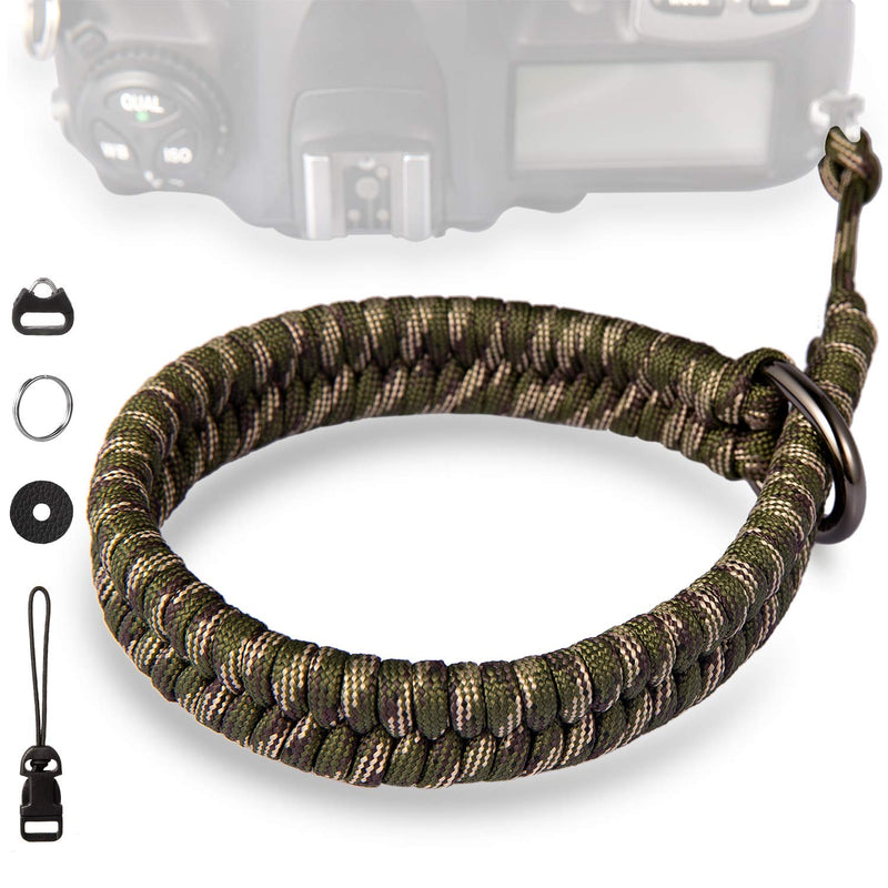  [AUSTRALIA] - Camera Wrist Strap,1Pack Adjustable Nylon Camera Hand Strap,for GoPro,DSLR,,Fuji,Canon and Mirrorless Cameras Photographers Quick Release,Paracord (forest camouflage) Forest Camouflage