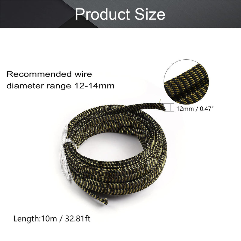  [AUSTRALIA] - Othmro 10m/32.8ft PET Expandable Braid Cable Sleeving Flexible Wire Mesh Sleeve Black Gold