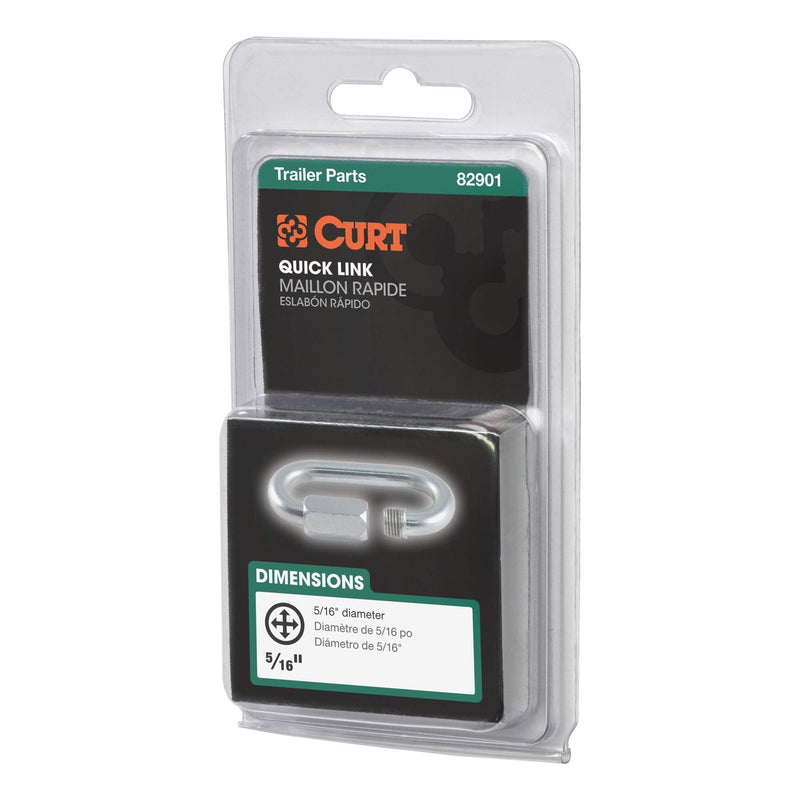  [AUSTRALIA] - CURT 82901 Threaded Quick Link Trailer Safety Chain Hook Carabiner Clip, 5/16-Inch Diameter, 8,800 lbs Break Strength