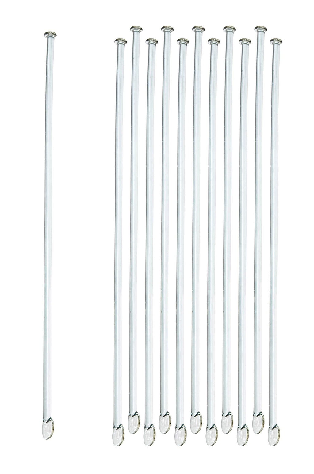  [AUSTRALIA] - 10PK Glass Stirring Rods, 7.9" - Spade & Button Ends, 6mm Diameter - Excellent for Laboratory or Home Use - Borosilicate 3.3 Glass - Eisco Labs