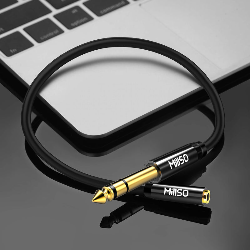 MillSO 1/4 to 3.5mm Headphone Adapter TRS 6.35mm 1/4 Male to 3.5mm 1/8 Female Stereo Jack Audio Adapter for Amplifiers, Guitar, Keyboard Piano, Home Theater, Mixing Console, Headphones - 12inch/30CM - LeoForward Australia