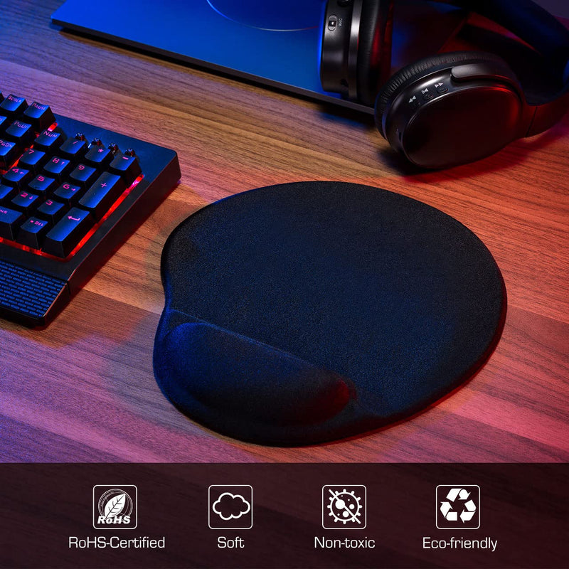  [AUSTRALIA] - Mouse Pad with Wrist Support Gel, Ergonomic Mouse Pad with Wrist Rest,Pain Relief Mouse pad with Non-Slip PU Base,Comfortable Computer Mouse Pad for Laptop for Office & Home, 9.8 x 8.6 in, Black
