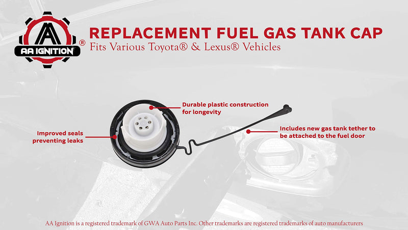 Replacement Fuel Tank Gas Cap - Compatible with Toyota & Lexus Vehicles - 4Runner, Camry, Solara, Tundra, Highlander, Sequoia, Sienna, Lexus GS300, ES330, LX470 - Replace 77300-33070, 7730033070 - LeoForward Australia