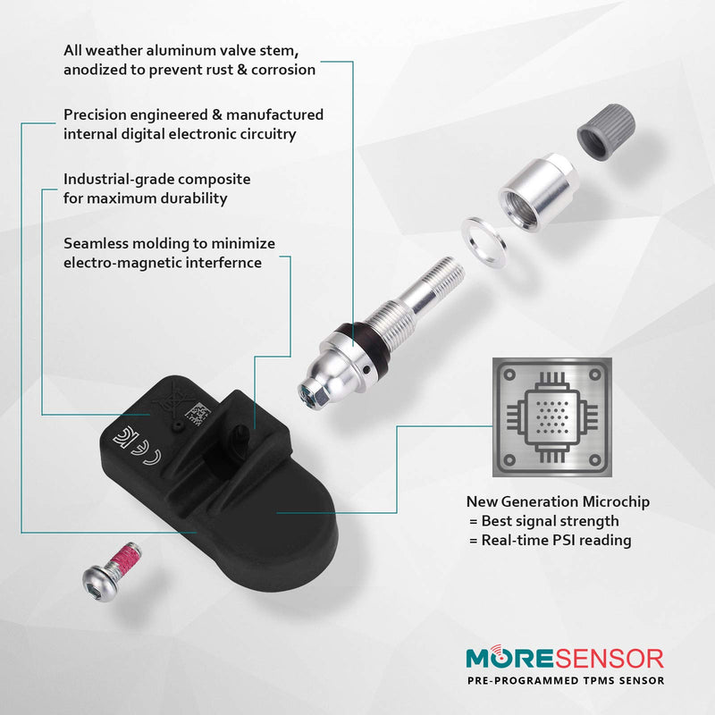  [AUSTRALIA] - MOBILETRON MoreSensor | 315 MHz Clamp-in Direct-Fit TPMS Tire Pressure Sensor for Cadillac/Chevrolet/GMC/Hummer, fits 50+ Models | CX-S021