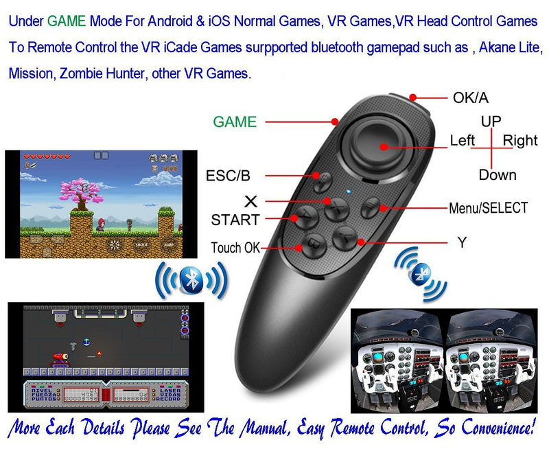 VR Remote Controller Gamepad Bluetooth Control VR Video, Game, Selfie, Flip E-Book/PPT/Nook Page, Mouse, in Virtual Reality Headset PC Tablet Laptop iPhone Smart Phone VR-Remote No Battery - LeoForward Australia