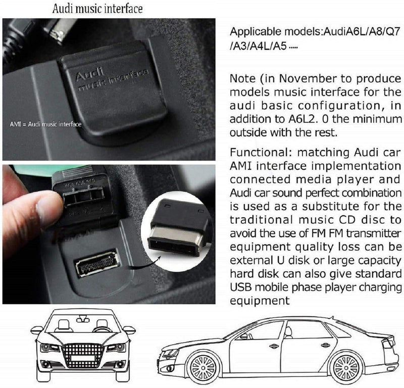  [AUSTRALIA] - Wahbite AMI MMI MDI Aux Interface Adapter Cord for iPhone 13 12 11 Xs Max XR X 8 7 6 Compatible with Audi A3/A4/A5/A6/A8/S4/S6/S8/TT, Car Audio Charging Dongle Compatible for VW Tiguan CC Magotan