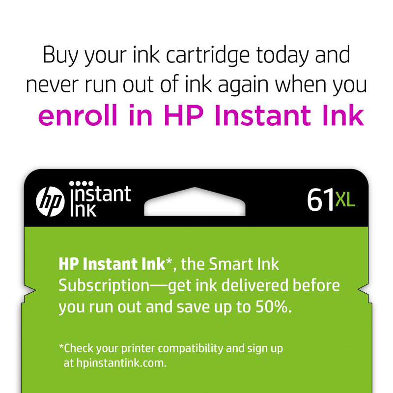  [AUSTRALIA] - HP 61XL Black High-yield Ink | Works with DeskJet 1000, 1010, 1050, 1510, 2050, 2510, 2540, 3000, 3050, 3510; ENVY 4500, 5530; OfficeJet 2620, 4630 Series | Eligible for Instant Ink | CH563WN