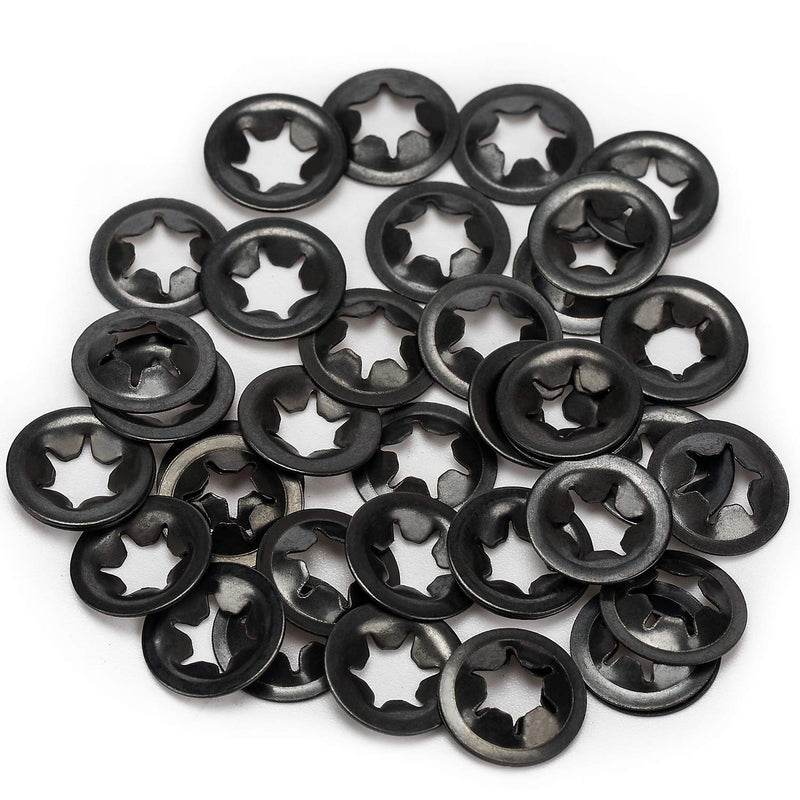  [AUSTRALIA] - OIIKI 200pcs M2/M2.5/M3/M4/M5 Internal Tooth Starlock Washers, Quick Speed Locking Washers, Push On Speed Clips Fasteners Assortment Kit, 65 Mn Steel Star Lock Washers-40pcs Each Size (5 Sizes) 5 Sizes