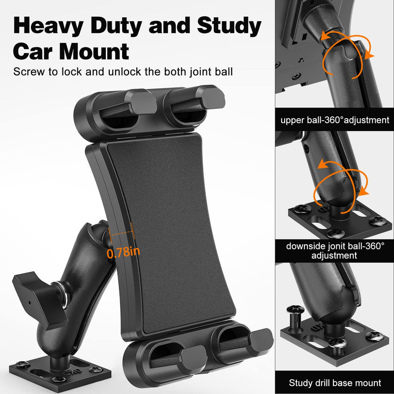  [AUSTRALIA] - Heavy Duty Tablet Holder Mount-Jubor Drill Base iPad Car Stand Holder for 6.1" - 13" Tablets for Car/Truck/Commercial Vehicles Dashboard/Wall/Desk, Compatible with iPad Mini/Pro 12.9, Samsung Galaxy
