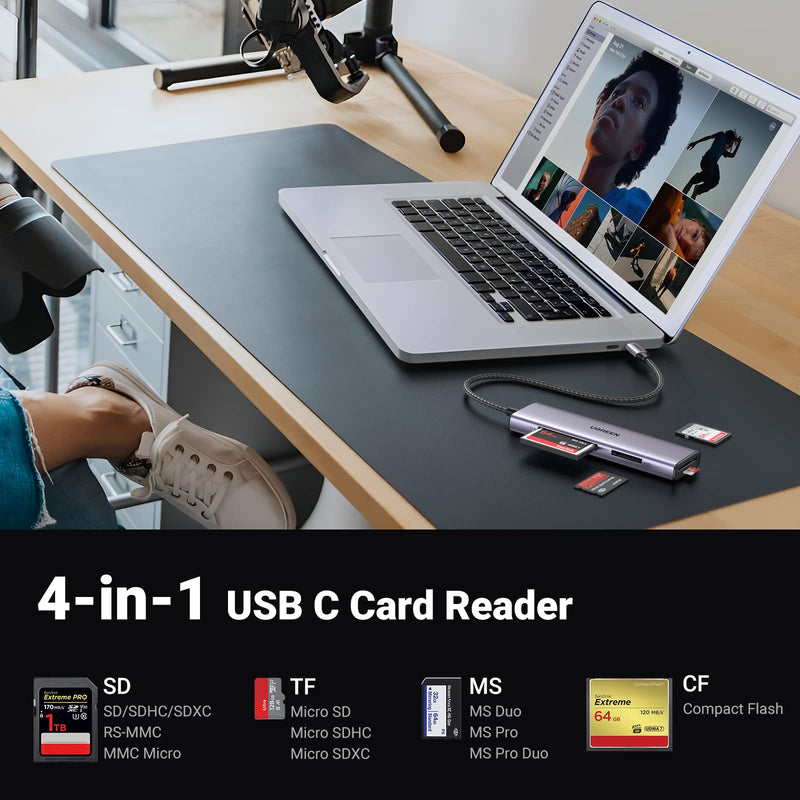  [AUSTRALIA] - UGREEN SD Card Reader, 4-in-1 USB C Memory Card Adapter Supports SD/Micro SD/SDXC/SDHC/MMC/RS-MMC/MS/MS Pro/CF UHS-I Cards Compatible with MacBook Pro, MacBook Air, iPad Pro, Galaxy S23, etc