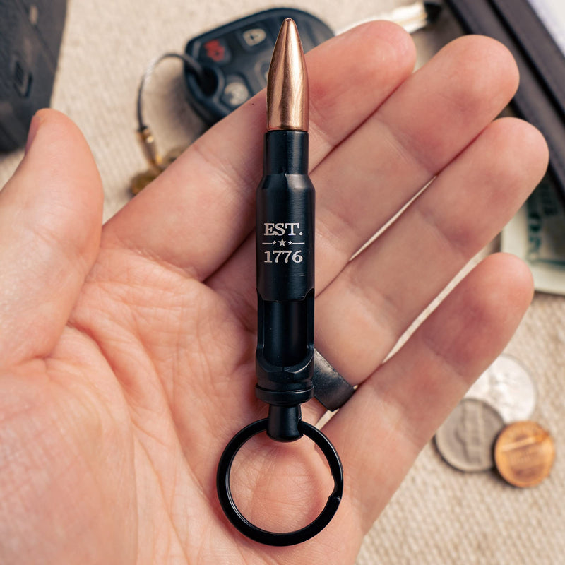 Bullet Bottle Opener Keychain for Men - Cool Laser Engraved American Flag 556 Cal Key Chain - Open Your Next Beer in the Most Patriotic Way Possible! - LeoForward Australia