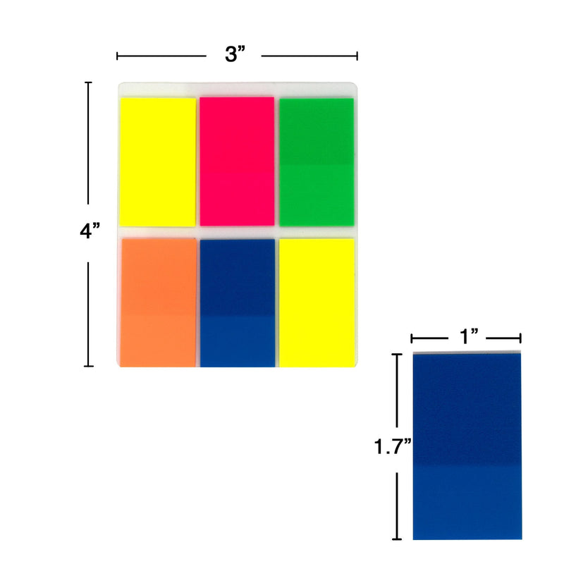  [AUSTRALIA] - Emraw Colorful Sticky Standard Flags Page Markers Index Tabs, 1" X 1.7" Neon Bright Colored Self Stick Removable Stick It Indexing Flags - Pack of 12 Pads (300 Sheets) 1x1.7