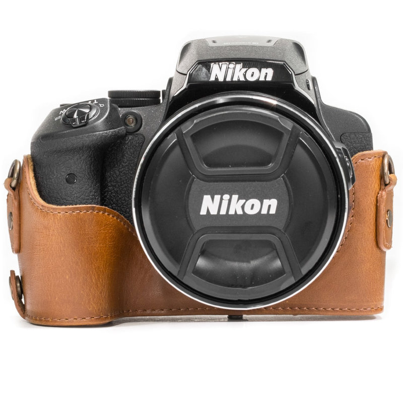  [AUSTRALIA] - MegaGear Ever Ready Leather Camera Case Compatible with Nikon Coolpix P900, P900S Light Brown