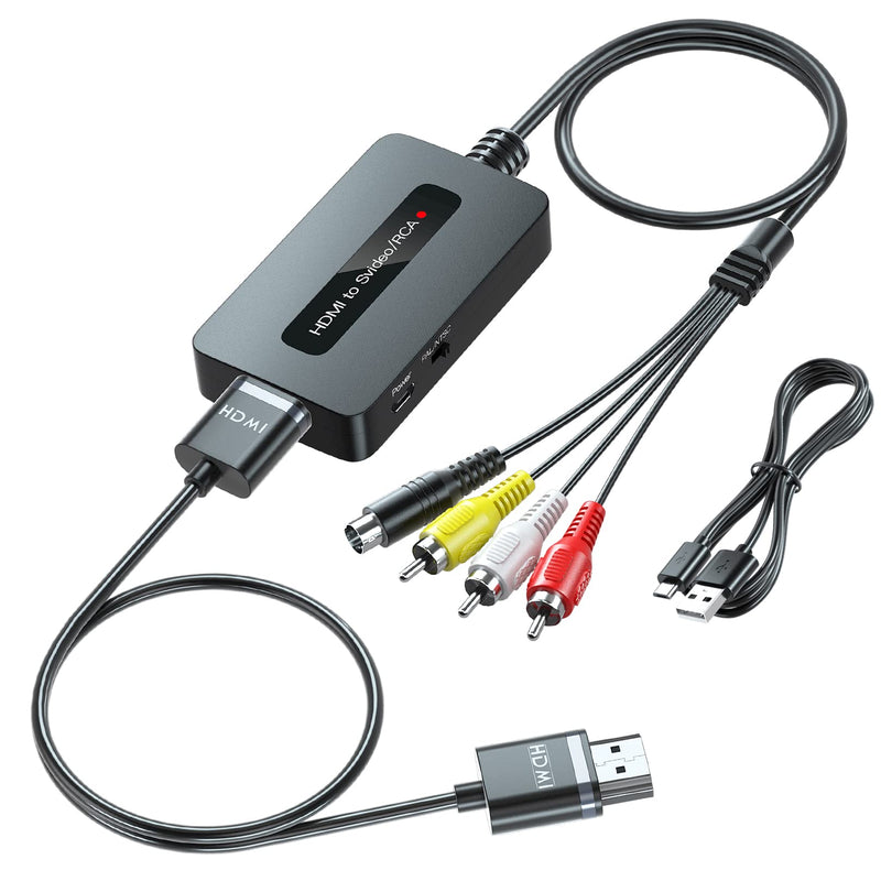  [AUSTRALIA] - HDMI to Svideo RCA Converter with HDMI Cable(RCA and Svideo Cables Integrated), HDMI to Composite AV Converter for HDMI Device to Display on Older TVs