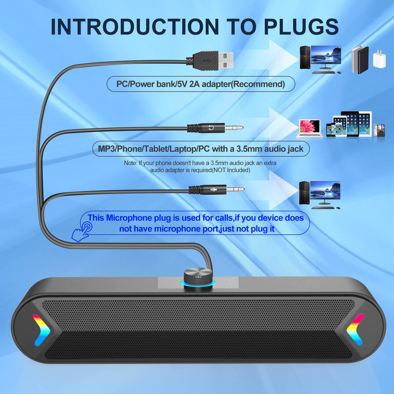  [AUSTRALIA] - LENRUE Computer Speaker USB-Powered Speaker for PC, PC Speaker with 10W Stereo Sound with 3.5 AUX line, for PC Desktop Computer Laptop Monitor Black