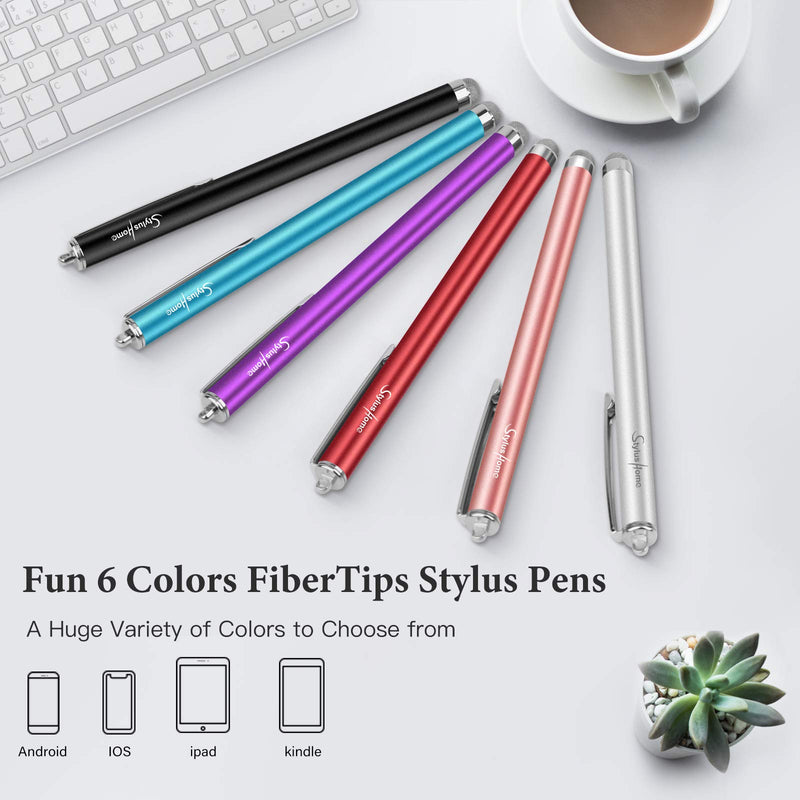  [AUSTRALIA] - StylusHome Stylus Pens for Touch Screens (6 Pcs), Sensitivity Capacitive Stylus Fiber Tips Touch Screen Pen with 6 Extra Replaceable Tips for for iPad iPhone Tablets All Universal Touch Devices