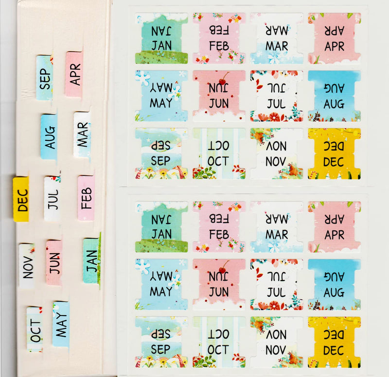  [AUSTRALIA] - 48 Pieces Planner Monthly Tabs, Adhesive Tabs Designer Accessories Monthly Tabs Index Colorful 1-12 Month Tabs, Calendar Monthly Tab Stickers for Planners, Monthly Dividers