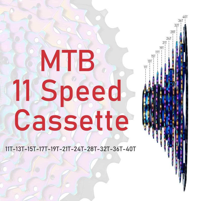  [AUSTRALIA] - Nuo desire 11 Speed Cassette,11-40T,11-42T,11-46T,11-50T,Cassettes 11 Speed,Compatible Shimano and Sram Standard HG Hub for Mountain Bike Road Bicycle 11 Speed-11-40T-Rainbow