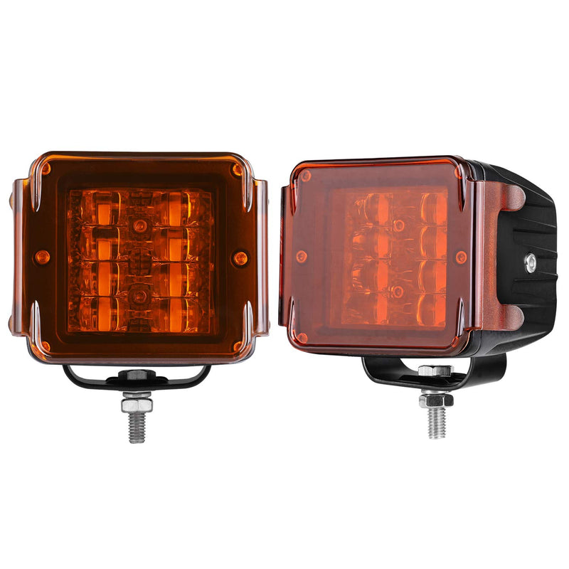  [AUSTRALIA] - LED Cube Light Covers, Teochew-LED 2Pcs 3 Inch LED Pods Covers Amber Square Light Covers Protective Polycarbonate Light Bar Lens Covers LED Cube Covers