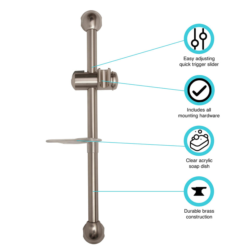  [AUSTRALIA] - Dura Faucet DF-SA300CL-SN RV Shower Slide Bar (Brushed Satin Nickel)