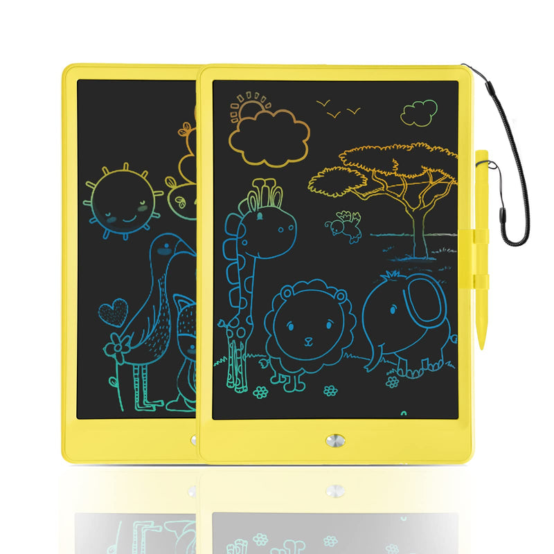  [AUSTRALIA] - CARRVAS LCD Writing Tablet 2 Pack Doodle Board 10inch Colorful Drawing Tablet Erasable Writing Pad Toy Gifts for 3 4 5 6 7 8 Year Old Girls Boys Toddlers 2Pack Yellow