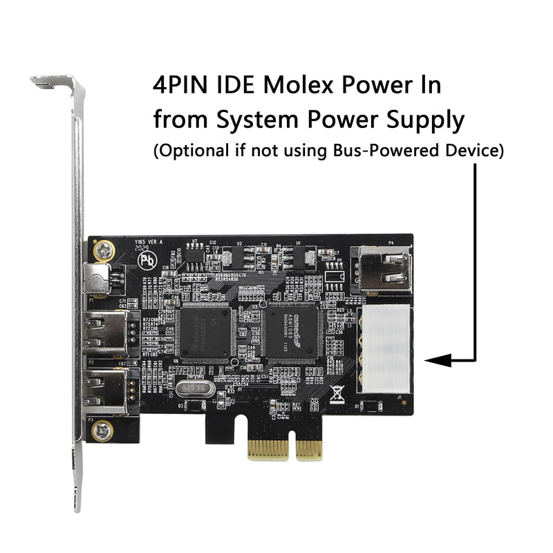  [AUSTRALIA] - CERRXIAN PCIe Firewire Card, PCI-E X1 to IEEE 1394 3X 6Pin & 1x 4Pin with Low Profile Bracket for Video,Photo