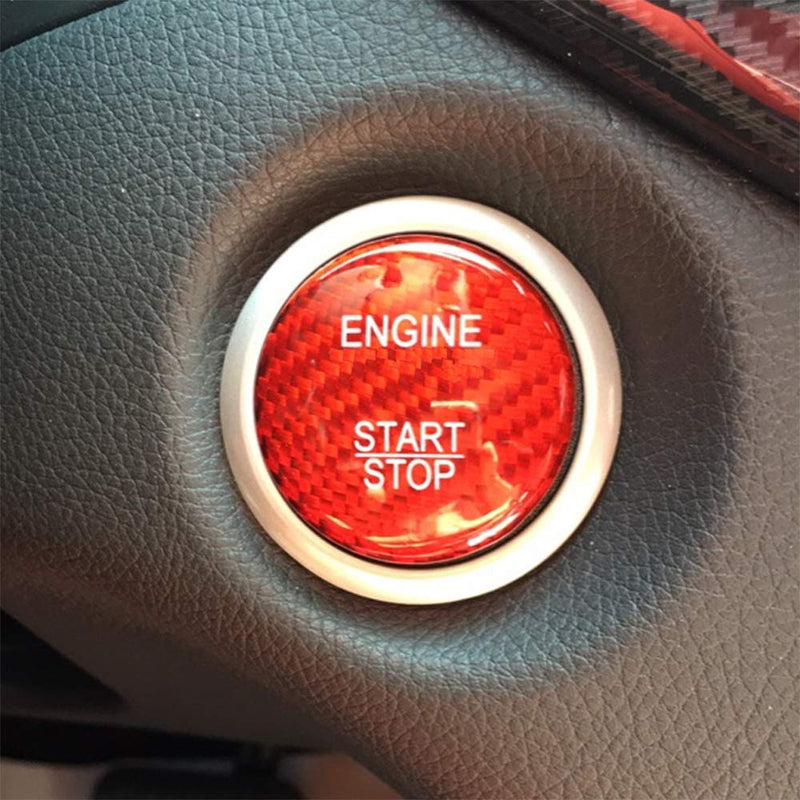 Red Carbon Fiber Car Engine Start Stop Button Cover Keyless-GO Stickers Fit for Mercedes Benz A B C GLC GLA CLA ML GL G Class - LeoForward Australia