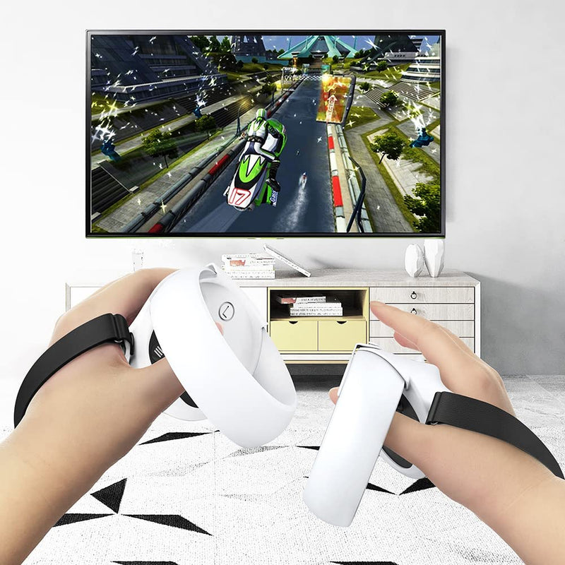  [AUSTRALIA] - Protective Cover for Oculus/Meta Quest 2 Accessories, Silicone Controllers Grip Cover Protector, Soft Shell Skin with Face Cover and Lens Cover by Gwyoneaon (White) white