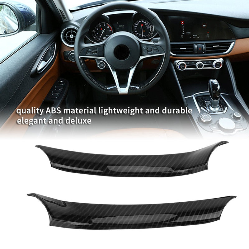 Keenso 2Pcs Car Interior Steering Wheel Carbon Fiber Decorative Decor Cover Trim for Alfa Romeo Stelvio/Giulia - LeoForward Australia