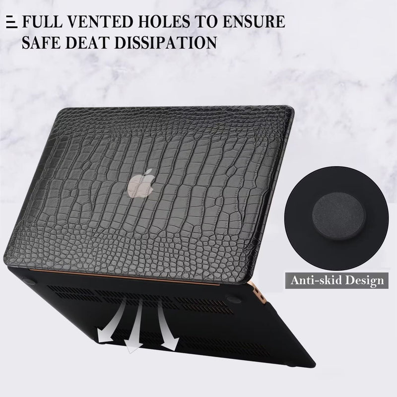  [AUSTRALIA] - iNOTOGG Compatible with MacBook Air 13 Inch Case with Touch ID 2021 2020 2019 2018, Model A2337 M1 A2179 A1932, Classic PU Leather Hard Shell Plastic Case with Keyboard Cover & Screen Protector, Black Air 13.3 A2337 M1 A2179 A1932, 2018-2021