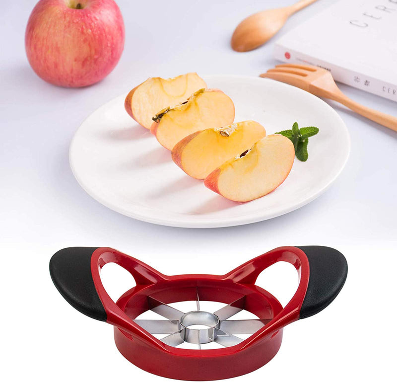  [AUSTRALIA] - Ortarco Apple Corer Slicer Fruit Cutter Divider 8 Stainless Steel Blades Non-Slip Handle Kitchen Tool Red