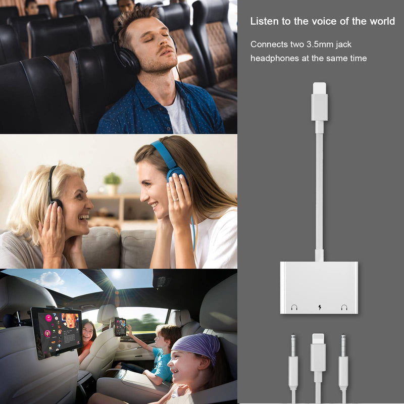  [AUSTRALIA] - Anytrox Headphone Adapter for iPhone,3 in 1 Dual 3.5mm Audio Stereo Splitter Compatible with iPhone 14 13 Pro/12 iPad,Audio Output for 3.5mm Jack Earphone,Headphone,Speaker and More