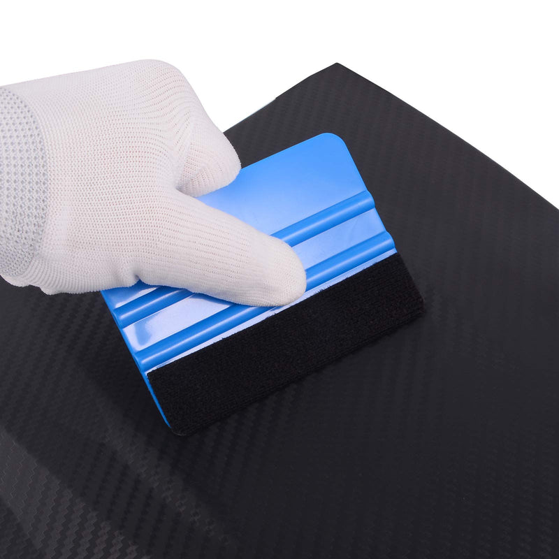  [AUSTRALIA] - Ehdis [10PCS Felt Edge Squeegee 4 inch for Car Vinyl Scraper Decal Applicator Tool with Black Fabric Felt Edge - Blue PP Scraper 10 PCS