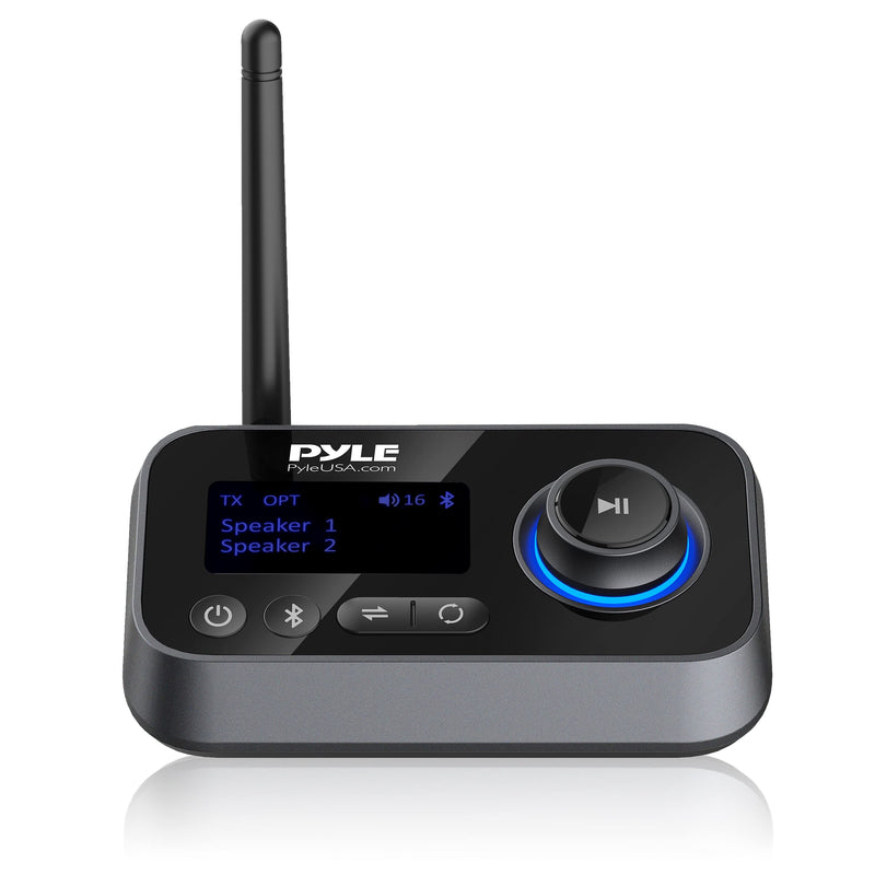  [AUSTRALIA] - Wireless Bluetooth Transmitter Receiver - Audio Transmitting Box for TV Home Theater Stereo, LCD Display, Optical, and AUX Audio Jacks, Bluetooth Version: 5.0 - Pyle PDWM18BT